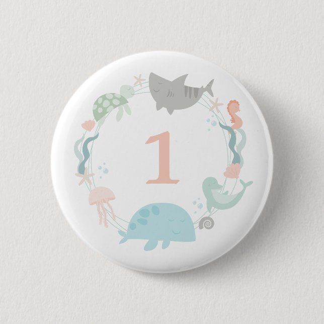 Badge Rond 5 Cm Sous la mer Anniversaire (Devant)