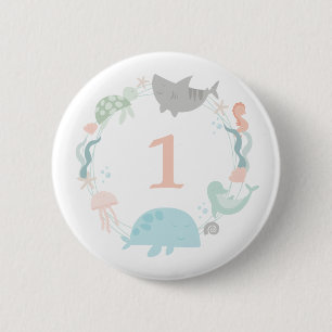 Badge Rond 5 Cm Sous la mer Anniversaire