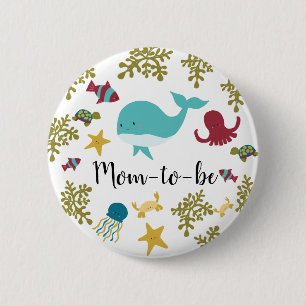 Badge Rond 5 Cm Sous le Baby shower marin Cute Kawaii Maman-to-be