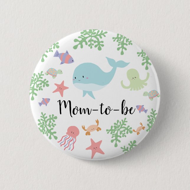 Badge Rond 5 Cm Sous le Baby shower marin Cute Kawaii Maman-to-be (Devant)