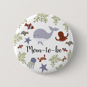 Badge Rond 5 Cm Sous le Baby shower marin Cute Kawaii Maman-to-be