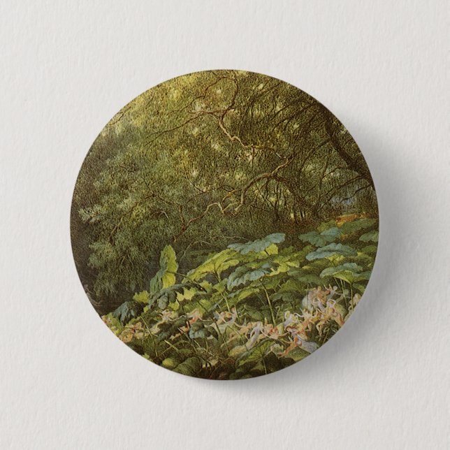 Badge Rond 5 Cm Sous les Feuilles de Dock par Richard Doyle, Fairy (Devant)