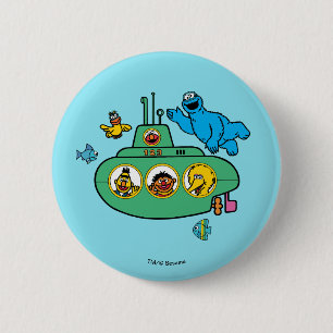 Badge Rond 5 Cm Sous-marin de Cookie Monster et amis de Sesame