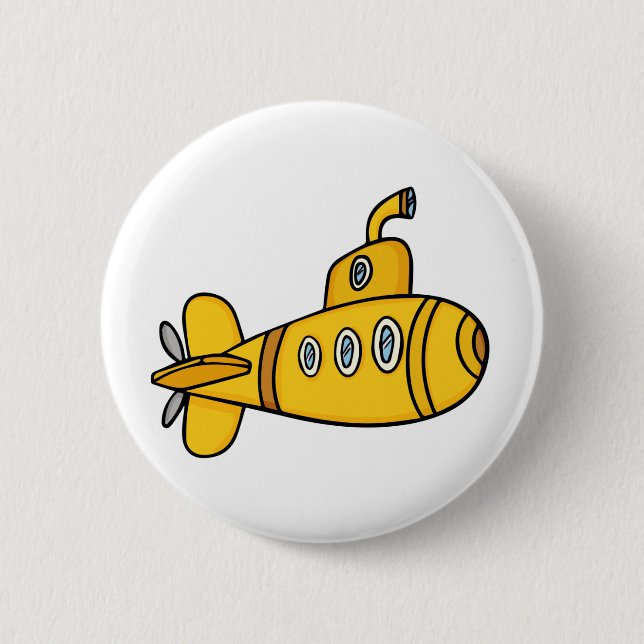 Badge Rond 5 Cm Sous-marin jaune de bande dessinée (Devant)