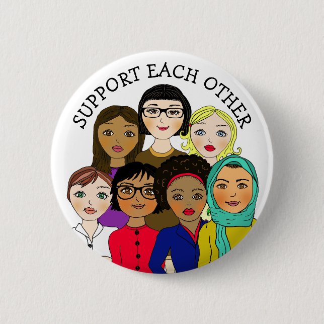 Badge Rond 5 Cm Soutenez l'égalité des femmes, l'amour, l'unité (Devant)
