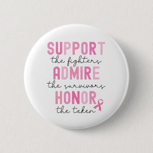 Badge Rond 5 Cm Soutenez les combattants Ruban rose contre le canc