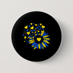 Badge Rond 5 Cm Soutenez l'Ukraine Tournesol Drapeau ukrainien Cœu