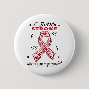 Badge Rond 5 Cm Soutenez Stroke Guerrier Cadeaux
