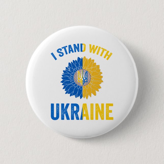 Badge Rond 5 Cm Soutenez Ukraine Tournesol Ukrainien Drapeau Coeur (Devant)