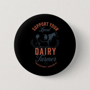 Badge Rond 5 Cm Soutenez Votre Producteur Laitier Local, Mangez Du