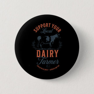 Badge Rond 5 Cm Soutenez Votre Producteur Laitier Local, Mangez Du