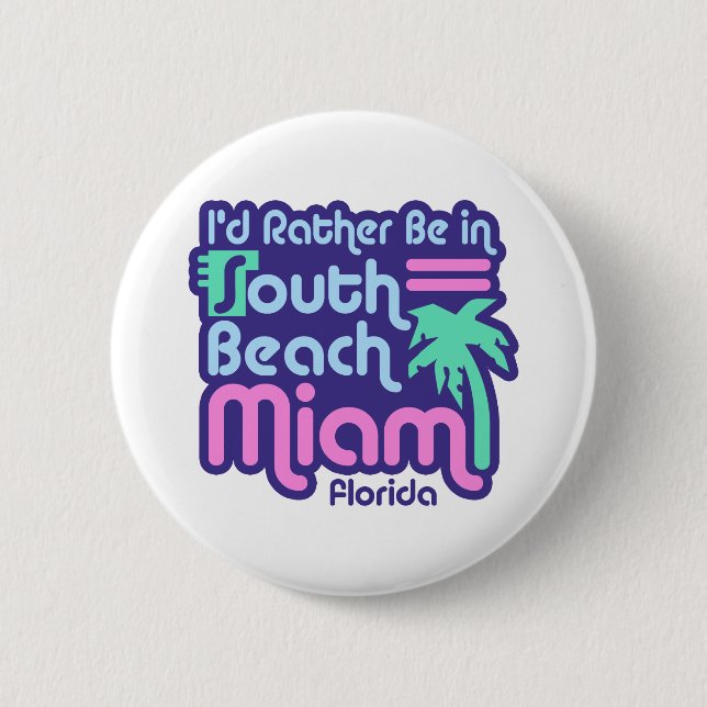 Badge Rond 5 Cm South Beach Miami (Devant)