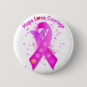 Badge Rond 5 Cm Soutien au cancer du sein
