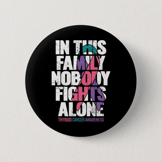 Badge Rond 5 Cm Soutien au cancer Famille Thyroïde Sensibilisation (Devant)