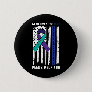 Badge Rond 5 Cm Soutien Blue Lives Police Suicide Law