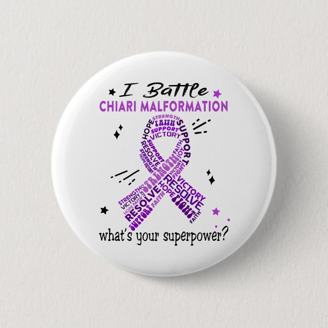 Badge Rond 5 Cm Soutien Chiari Malformation Guerrier Cadeaux (Devant)