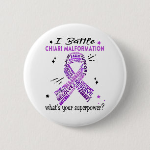 Badge Rond 5 Cm Soutien Chiari Malformation Guerrier Cadeaux