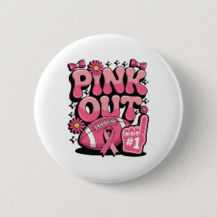 Badge Rond 5 Cm Soutien de football pour le cancer du sein rose Ou