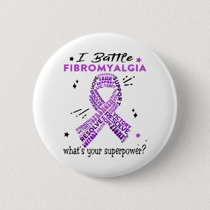 Badge Rond 5 Cm Soutien Fibromyalgia Guerrier dons