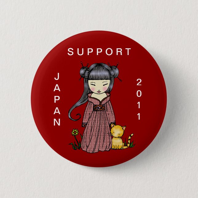 Badge Rond 5 Cm Soutien Japon bouton Kimono Girl (Devant)
