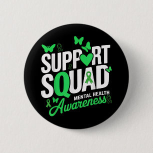 Badge Rond 5 Cm Soutien Papillon vert Ruban vert Santé mentale