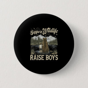 Badge Rond 5 Cm Soutien rétro faune élève garçons maman ours drôle