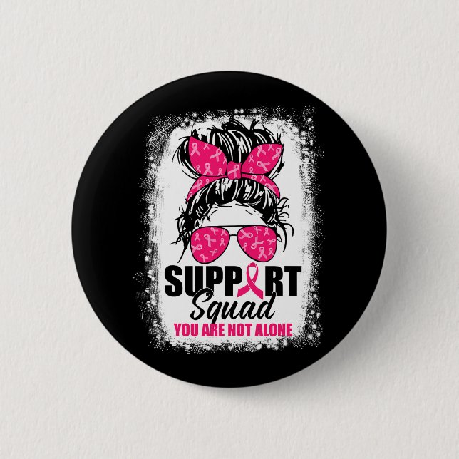 Badge Rond 5 Cm Soutien Squad Messy Bun Guerrier Cancer du sein Aw (Devant)