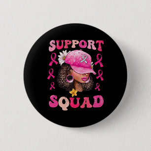 Badge Rond 5 Cm Soutien Squad Messy Bun Pink Warrior Cancer du sei