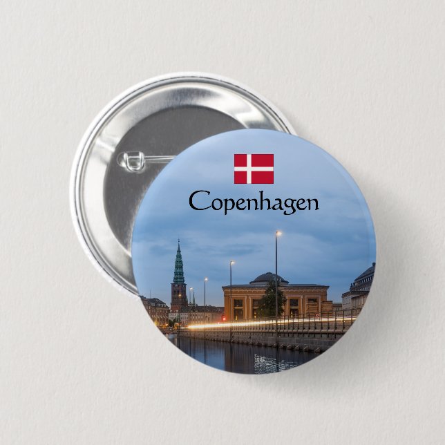Badge Rond 5 Cm Souvenir de Copenhague (Devant & derrière)