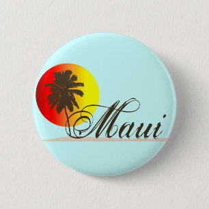 Badge Rond 5 Cm Souvenir de Maui Hawaï