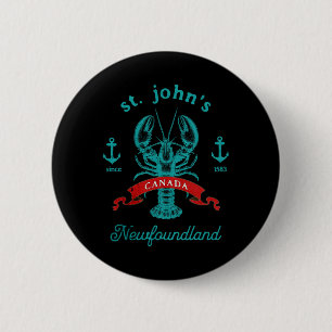 Badge Rond 5 Cm Souvenir de vacances homard St Johns Terre-Neuve C