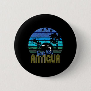 Badge Rond 5 Cm Souvenir de vacances plage caraïbes Antigua 