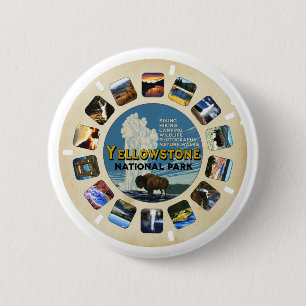Badge Rond 5 Cm Souvenir du parc national Retro Vintage Yellowston