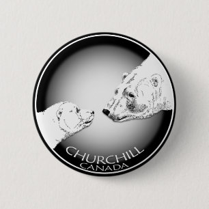 Badge Rond 5 Cm Souvenirs de Churchill Ours Polaire Chemises et Ca