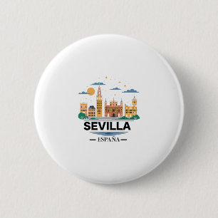 Badge Rond 5 Cm Souvenirs de Séville Espagne De Sevilla España Sév