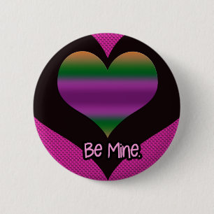 Badge Rond 5 Cm Soyez à moi Valentine Purple Stripe Coeur