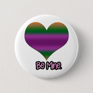 Badge Rond 5 Cm Soyez à moi Valentine Purple Stripe Coeur
