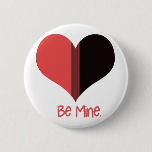 Badge Rond 5 Cm Soyez à moi Valentine Red Stripe Heart