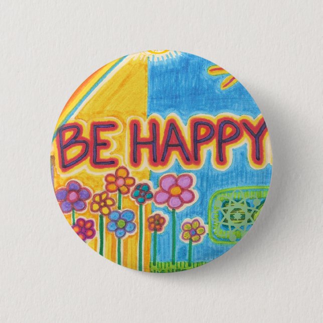 Badge Rond 5 Cm Soyez bouton heureux (Devant)