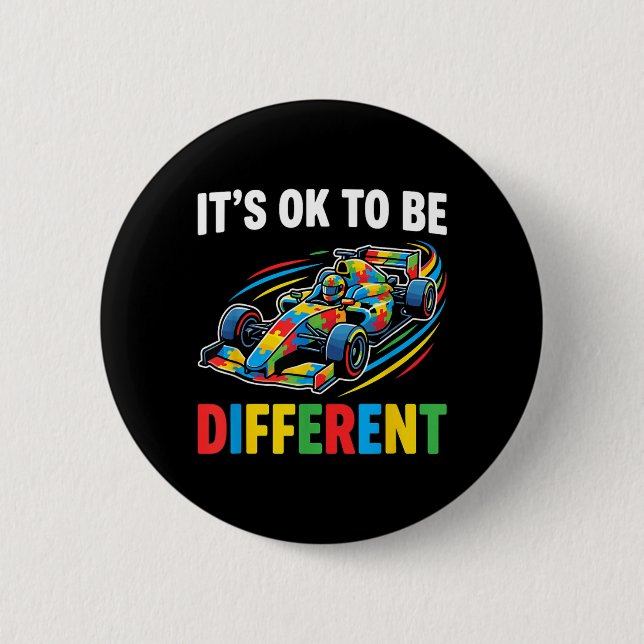 Badge Rond 5 Cm Soyez Différent Au Racing Car Awareness (Devant)