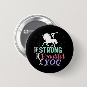 Badge Rond 5 Cm Soyez forte, belle, vous - Licorne de gymnastique