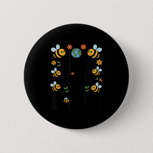 Badge Rond 5 Cm Soyez gentil avec la terre - jolies abeilles fleur