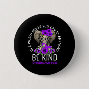 Badge Rond 5 Cm Soyez Gentil Ruban Violet Éléphant Surdosage Sensi