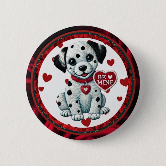 Badge Rond 5 Cm Soyez Mineur Dalmatien Chiot Valentin Bouton (Devant)