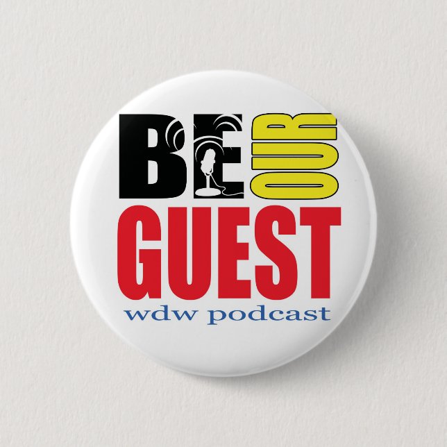 Badge Rond 5 Cm Soyez notre bouton de Podcast d'invité ! (Devant)