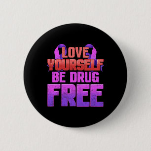 Badge Rond 5 Cm Soyez Sans Drogue Aimez-Vous Violet Ruban
