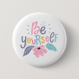 Badge Rond 5 Cm Soyez vous-même Fleurs Pastel