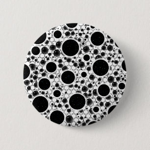 Badge Rond 5 Cm Space Bubble Spots - Blanc