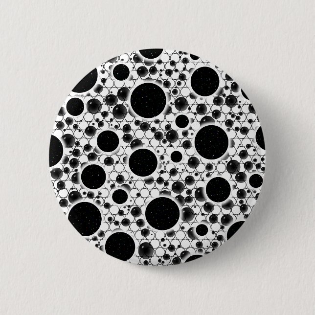 Badge Rond 5 Cm Space Bubble Spots - Blanc (Devant)