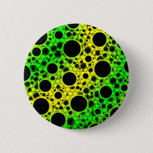 Badge Rond 5 Cm Space Bubble Spots - Jaune/Vert